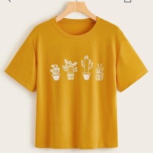 Cactus Print Golden Tee
